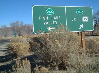 Eastbound California 168 at California 266 in Fish Lake Valley.