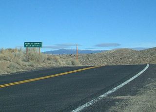 California 168 crosses Gilbert Summit, which is the high point between Deep Springs Valley and Fishlake Valley, elevation 6,374 feet.