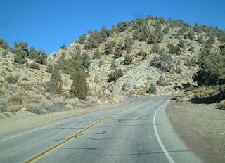 Upon leaving Westgard Pass, California 168 returns to a full two-lane highway after traveling through the narrow pass.
