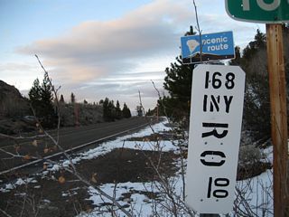 SR 168 is designated as an official state scenic route from Lake Sabrina to Bishop.