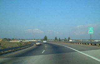 The state route begins as it transitions from California 180 to northbound Sierra Freeway. This freeway was opened in the early 2000s. Prior to that, California 168 followed Shaw Avenue through the cities of Fresno and Clovis.