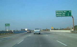 The first exit on eastbound California 168 (Sierra Freeway) is Exit 1, McKinley Avenue. Between Exits 1 and 3, eastbound California 168 is headed due north rather than east.
