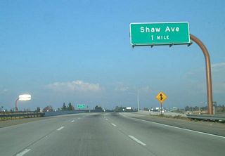 The next exit along eastbound California 168 (Sierra Freeway) is Exit 4, Shaw Avenue (Former California 168), one mile. This exit leads to California State University at Fresno (CSUF), which sits northwest of the California 168 freeway.