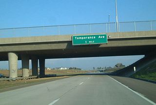 The next exit along eastbound California 168 (Sierra Freeway) is Exit 9, Temperance Avenue, one mile.