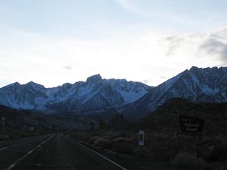 California 168 enters Inyo National Forest.