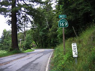 Leaving Klamath Glen, this is the first reassurance shield along westbound California 169. As noted on the postmile, the route is only 3.5 miles long.