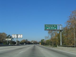 The next exit along northbound California 170 (Hollywood Freeway) is Exit 8A, Oxnard Street, next right.