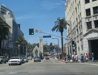 The next signalized intersection along California 170 (Highland Avenue) is with Hollywood Boulevard. Most major Hollywood attractions are located just west of the Highland and Hollywood intersection.