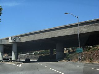 California 170 splits at this point. Stay left to follow Highland Avenue north onto Cahuenga Boulevard or stay right to merge onto U.S. 101 (Hollywood Freeway) north to the San Fernando Valley.