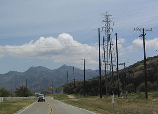 View of the mountains as California 173 passes north of Silverwood Lake.