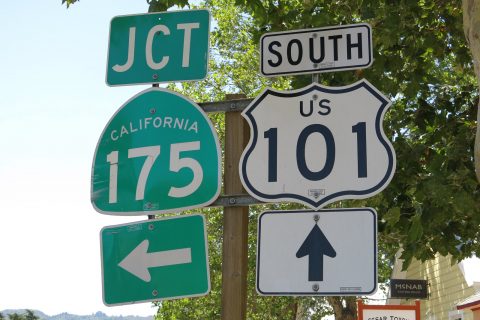 US 101 south at SR 175 - Hopland, CA
