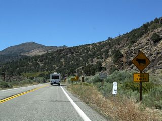 The first postmile (12.50) is posted shortly thereafter. California 182 passes through Devils Gate as it follows the East Walker River south toward Bridgeport.