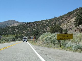 For the next eight miles (into the Bridgeport Valley), snow is not removed from California 182 during hours of darkness.
