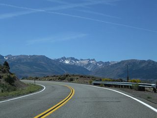 The Sierra Nevada rise in the distance above the Bridgeport Valley.