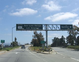 At the north end of California 183, southbound Main Street divides. The left lane connects to U.S. 101 (El Camino Real) south to San Luis Obispo and Los Angeles, while the right two lanes connect to U.S. 101 Business south and California 183 north along Main Street to downtown Salinas.