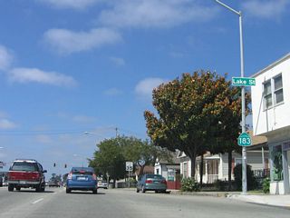 A California 183 reassurance shield is posted alone after the Lake Street intersection (not signalized).