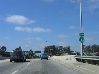 Upon crossing high above U.S. 101, an end California 183 shield assembly is posted. No mention is made of the end of U.S. 101 Business.