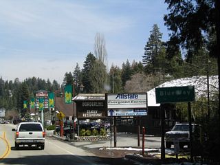 California 189 enters the unincorporated community of Blue Jay northeast of Agua Fria.