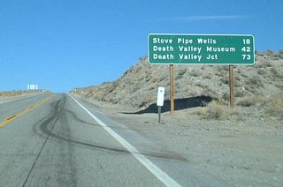 At the top of Towne Pass is this mileage sign on California 190.
