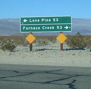 Destination sign posted for SR 190 at the northern end of Panamint Valley Road.
