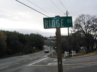 Westbound California 193 (Old U.S. 40) meets Ridge Road at this intersection. Ridge Road parallels California 193 over the next several miles and may be an older alignment of this state route.