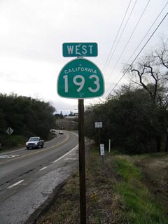 A second California 193 reassurance shield is posted after the Ridge Road intersection.