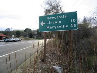 California 193 passes above the tunnel along Old U.S. 40 west en route to Lincoln, which connects with California 65 north to Marysville and Yuba City.