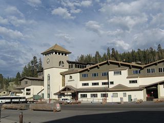 About a mile east of Minaret Summit (the western terminus of California 203), Mammoth Mountain resort sits on the south side of California 203.