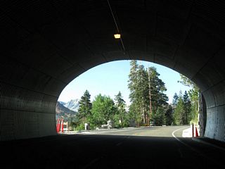 This view from the tunnel looks south toward Mammoth Lakes.