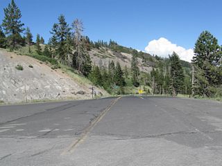 This view shows the exit from the Bear Valley Mountain Resort parking lot to California 207 south.