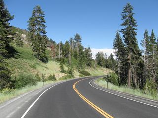 California 207 (Mt. Reba Road) southeast of the Bear Valley Mountain Resort parking lot in Bear Valley.