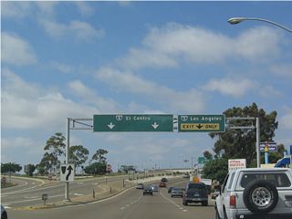 Camino del Rio W north ties into the systems interchange joining Intersate 5 and I-8 (Ocean Beach Freeway).