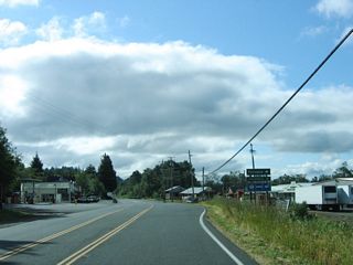 Southbound California 211 enters the town of Fernbridge. At this intersection, California 211 turns southwest to Ferndale. Continue straight ahead to merge back onto U.S. 101 south.