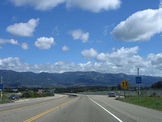 Traffic entering the freeway from Sandspit Road and Moffett Place creates a new right lane for the California 217 freeway.