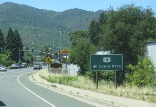 U.S. 101 travels south from Talmadge Road in Ukiah to Cloverdale, Healdsburg and Santa Rosa.