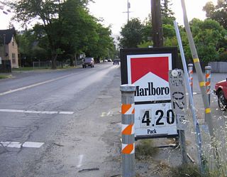 Post mile 2.15 for SR 222 is posted at the east end of the State Route 222 in Talmage.