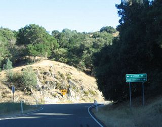 A mileage sign with the control cities of California 58 east (McKittrick - 66 miles) and west (Santa Margarita - three miles) is posted at the south end of California 229.