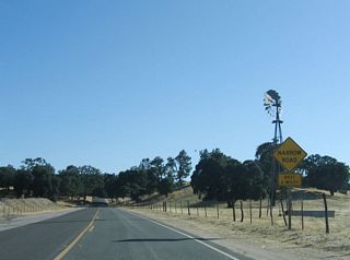 The roadway for SR 229 reduces to a one-and-a-half lane configuration just south of Rocky Canyon Road.