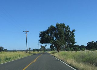 SR 229 (Webster Road) advances south by ranchland between the West and Middle Branches of Huerhuero Creek.