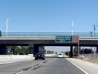 Passing under Fair Oaks Avenue, the next interchange along eastbound California 237 is Exit 5, Santa Clara County G-2 (Lawrence Expressway) and Caribbean Drive north to the Twin Creeks Sports Complex and Sunnyvale Baylands Park.