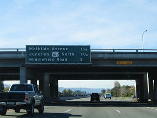 The next three exits along California 237 west are Exit 3B, Mathilda Avenue to U.S. 101 (Bayshore Freeway) south; Exit 3A, U.S. 101 (Bayshore Freeway) north; and Exit 2, Middlefield Road and Maude Avenue.