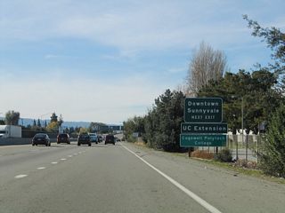Use Exit 3B, Mathilda Avenue to downtown Sunnyvale. The city of Sunnyvale is known as the "Heart of Silicon Valley" and is situated between the cities of Los Altos and Santa Clara. The city is home to 131,760 people as of the 2000 Census and consists of 22.6 square miles. Sunnyvale incorporated in 1912 after being settled in the late 1800s.