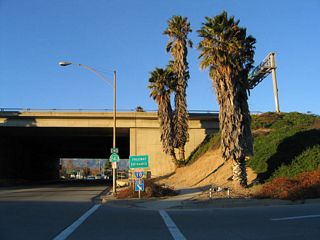 The first ramp connects northbound California 243 to eastbound Interstate 10 en route to Palm Springs and the Coachella Valley. The second ramp is a left turn onto westbound Interstate 10 toward San Bernardino.
