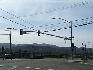 SR 1/246 shift west onto Ocean Avenue across the Lompoc street grid beyond the traffic light at 7th Street.