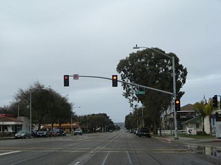 Westbound California 246 (Ocean Avenue) meets L Street at this intersection.