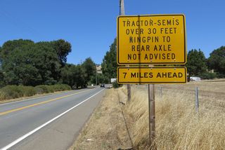 Trucks are not recommended for the middle section of California 253 where the twists and turns are greatest.