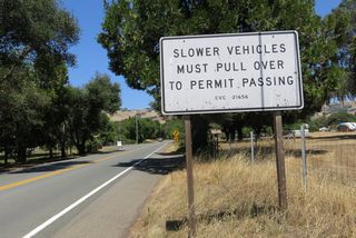 Slower vehicles on California 253 east must use the turnouts per the California Vehicle Code to permit passing.