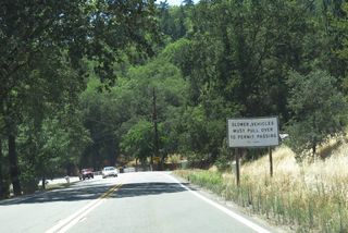California Vehicle Code requires that slower vehicles use the turnouts to allow faster vehicles to pass. California 253 has several such turnouts along its route.
