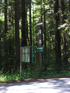 Near the Founders Tree within Humboldt Redwoods State Park, this flood gauge is posted to show the height of the 1964 flood of the Eel River (orange line at the top). This flood ravaged much of the North Coast and resulted in the destruction of bridges within the Eel River, Mad River, and Klamath River watersheds due to copious rainfall during that winter. Somehow Caltrans crews still found a way to remove all of the U.S. 299 and replace them with California 299 shields despite the obvious drain on their resources to repair flood damaged roads.