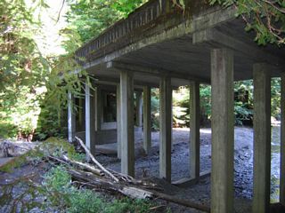 From creek level, here is the view of the 1938 Madsen Bridge looking north.